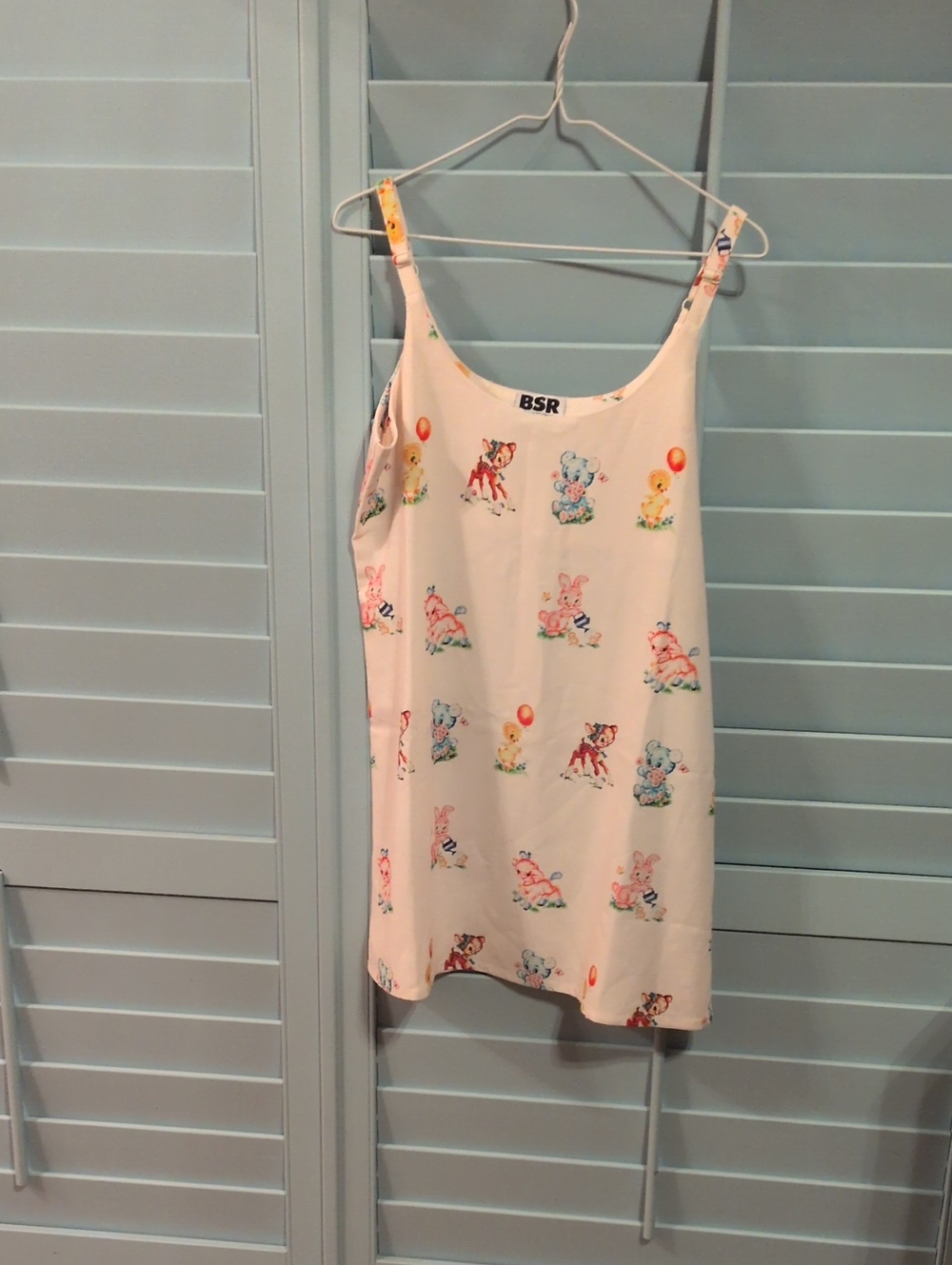 BSR White Printed Mini Slip Dress